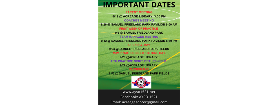 Important Dates